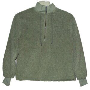 C&C California Sweatshirt Womens Small Green Quarter Zip Pullover Sherpa Fleece